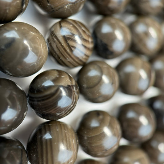 Jasper Coffee Bean Polished Round Beads (AA Quality)