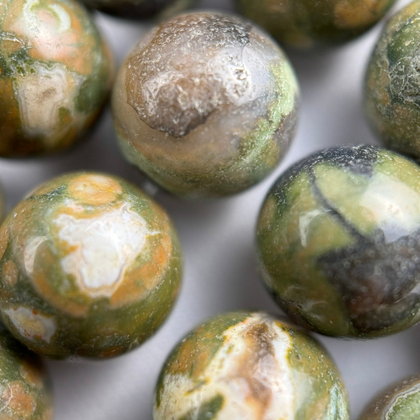 Green Rainforest Jasper Polished Round Beads image 6