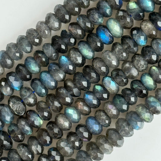 Faceted Labradorite Rondelle Beads - AAA Quality image 0