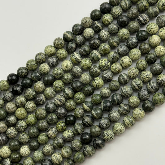 Jasper Green Zebra Polished Round Beads (AA Quality)