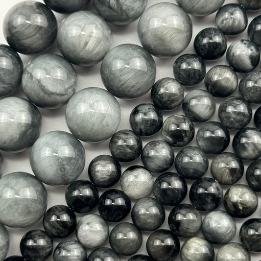 Hawk's Eye Polished Round Beads - (AA Quality)