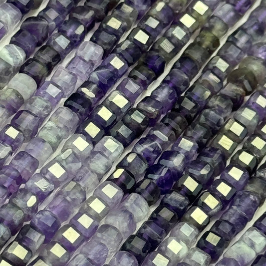 Amethyst Faceted Square Beads - (AA Quality)