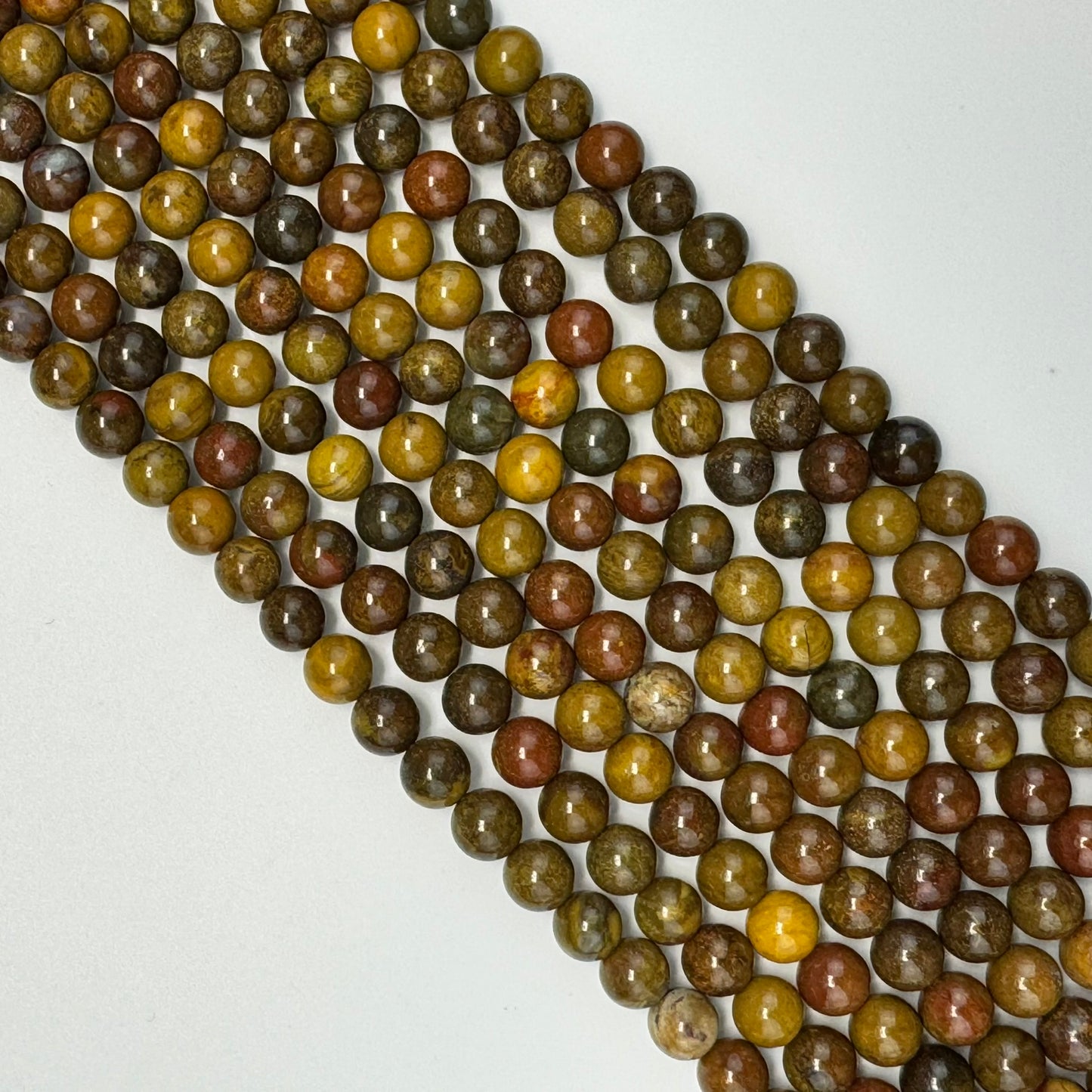 Mustard Fancy Agate Polished Round Beads image 3