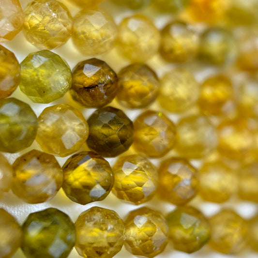 Faceted Yellow Tourmaline Beads - Round Beads