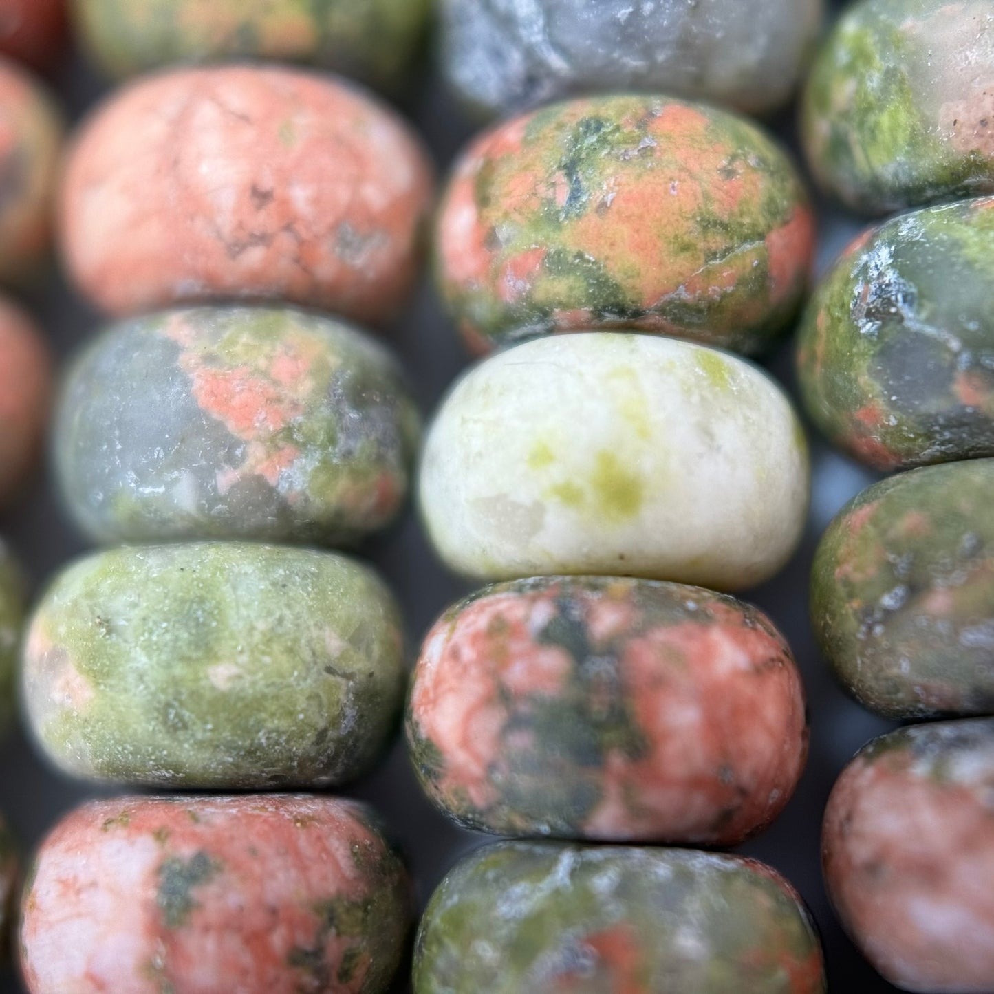 Unakite Frosted Rondelle Beads image 5