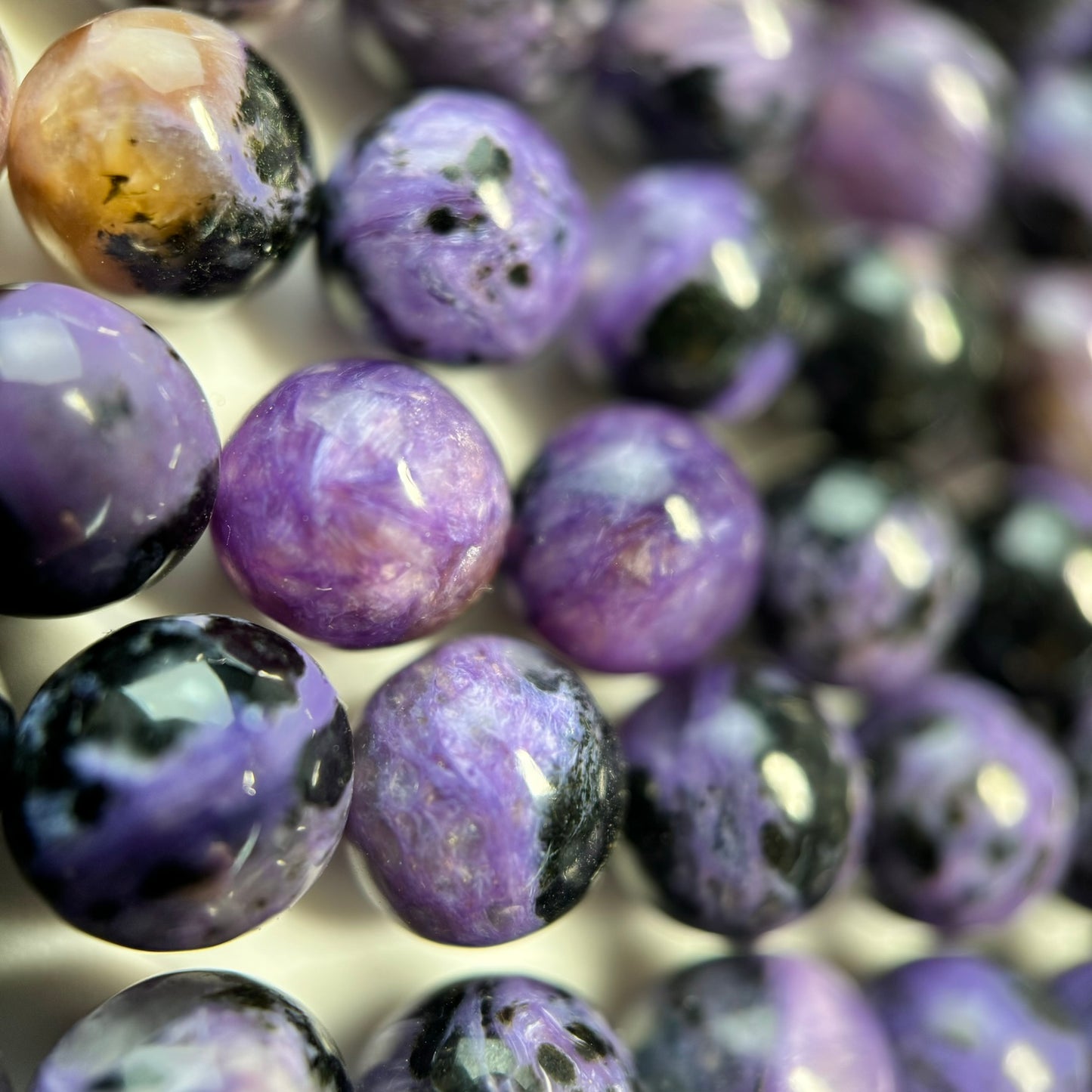 Dark Charoite Polished Round Beads image 5