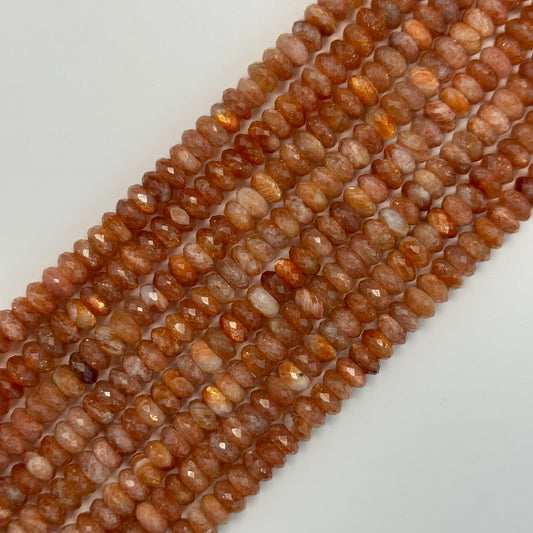 Sunstone Faceted Rondelle Beads (AA Quality) image 0