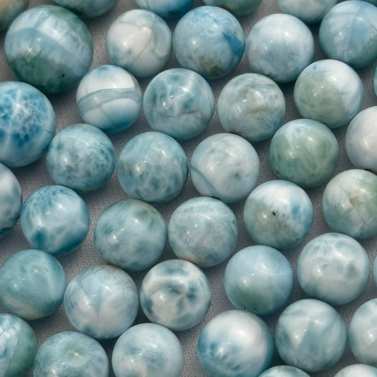 Larimar Polished Round Beads - (AAA Quality)