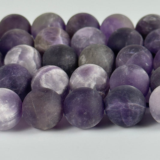 Amethyst Frosted Round Beads