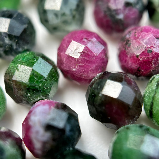 Ruby Zoisite Faceted Round Beads
