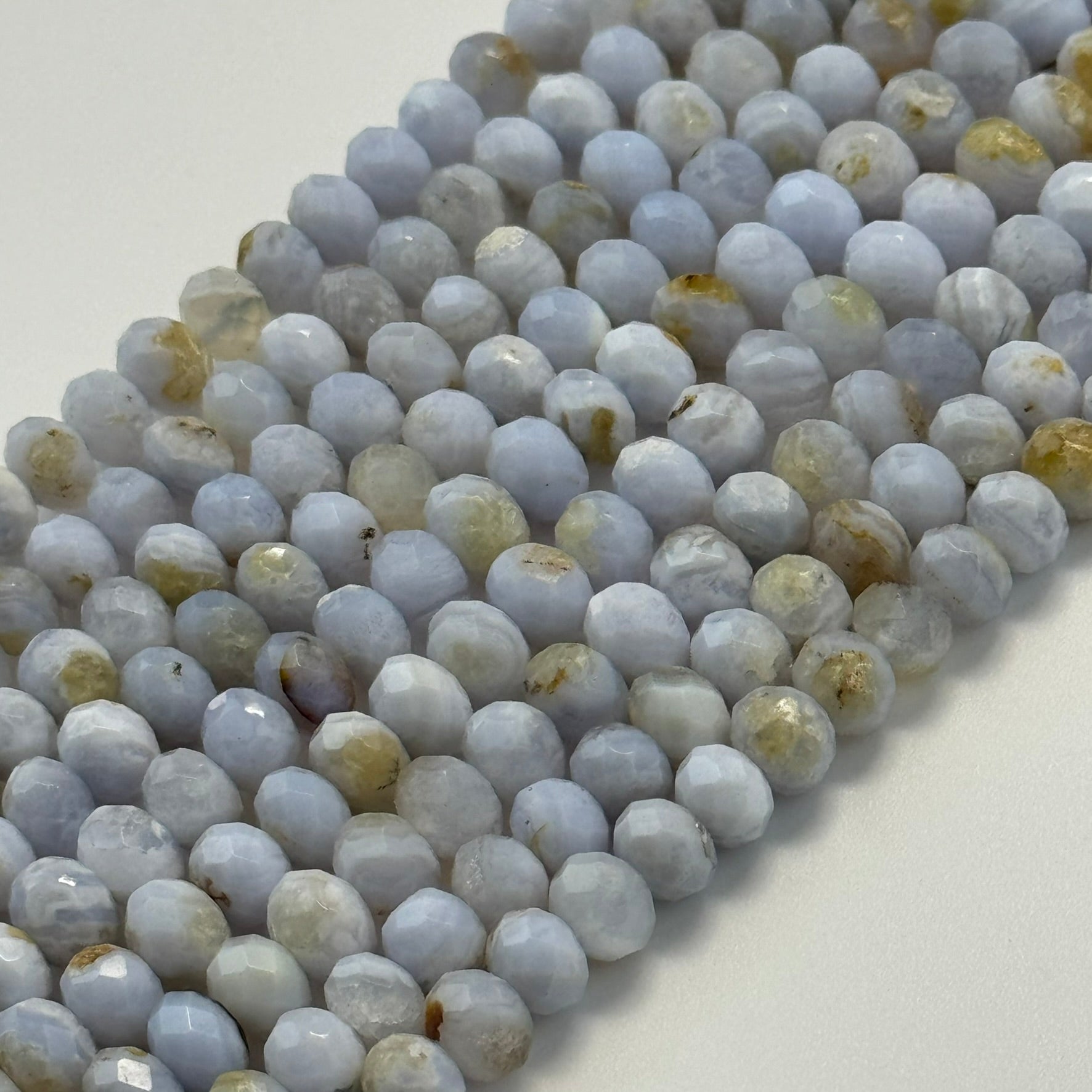 Blue Lace Agate Faceted Rondelle Beads image 10