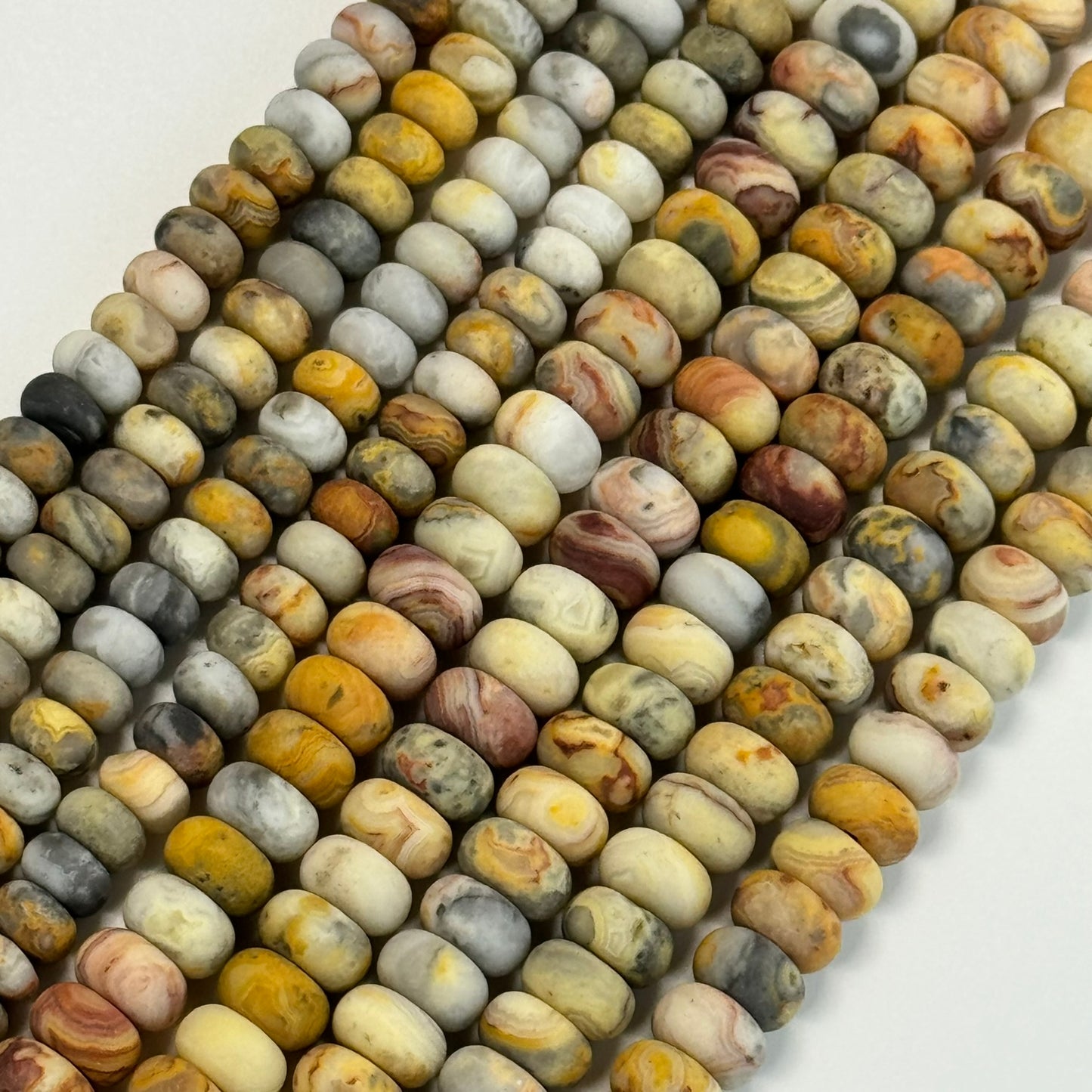 Golden Crazy Lace Agate Frosted Rondelle Beads image 2