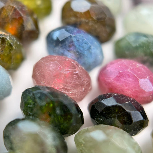 Faceted Multicolor Tourmaline Rondelle Beads