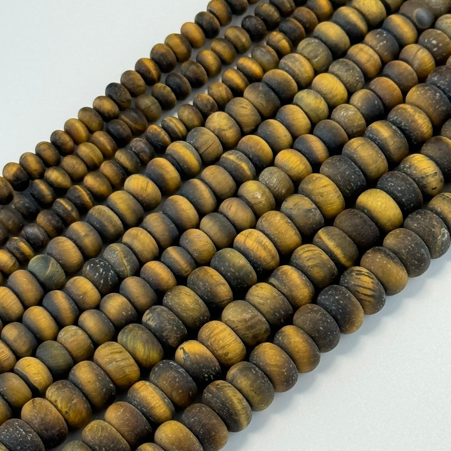 Tiger's Eye Frosted Rondelle Beads image 0