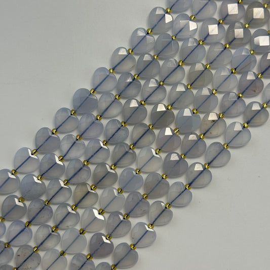 Blue Chalcedony Faceted Heart Shape Beads image 0