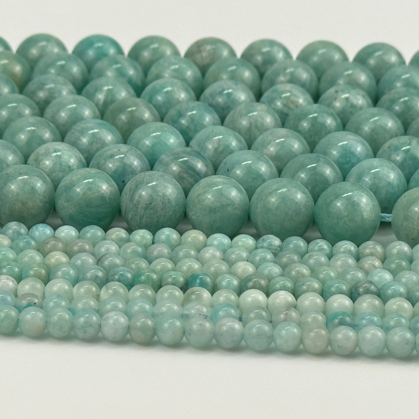 Smooth Green Amazonite AAA Polished Round Gemstone Beads image 1