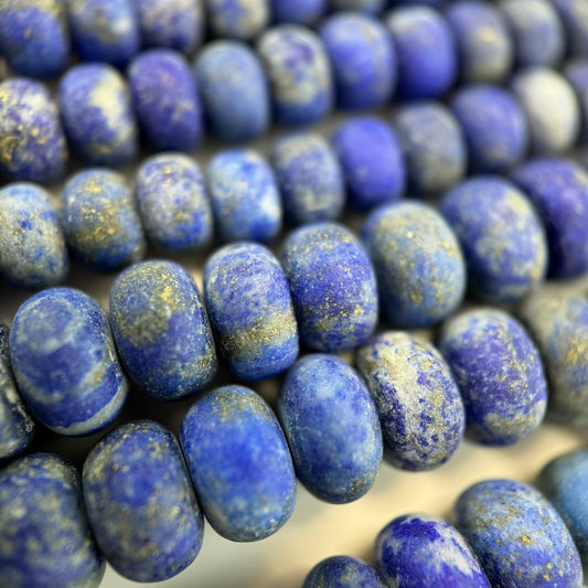 Lapis Lazuli Frosted Rondelle Beads (A Quality)