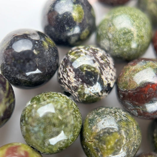 Dragon's Bloodstone Polished Round Beads - (A Quality)