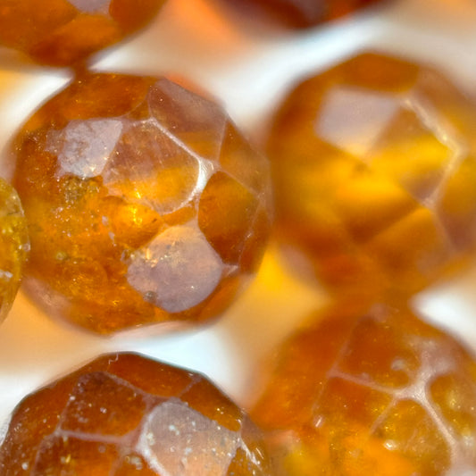 Hessonite Garnet Beads - Faceted Garnet Beads - Round