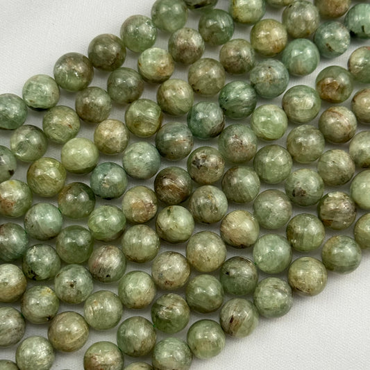 Green Kyanite Beads - Polished Round Beads
