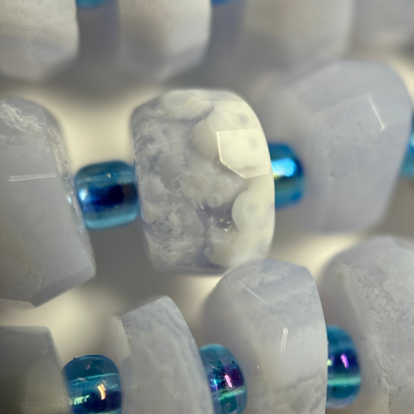 Natural Blue Lace Agate Faceted Rondelle Beads (8x4mm) image 4