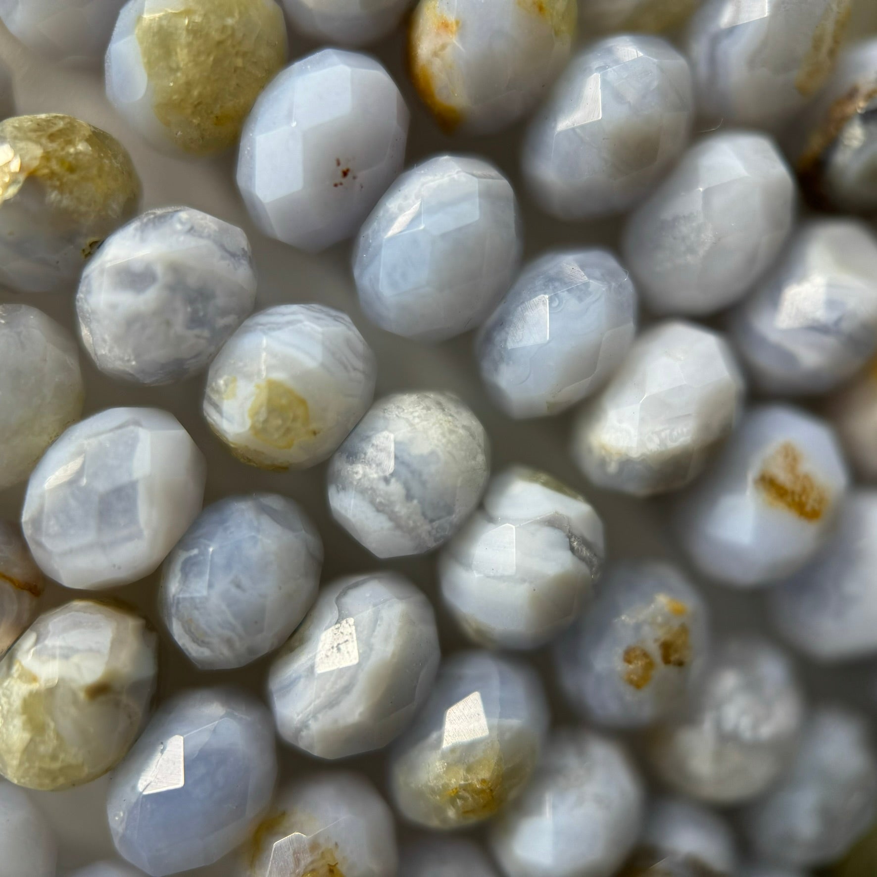 Blue Lace Agate Faceted Rondelle Beads image 8