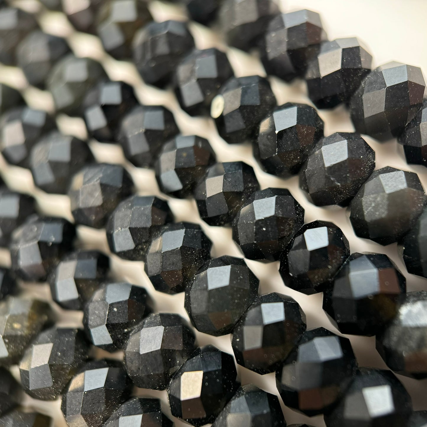 Obsidian Faceted Rondelle Beads image 6