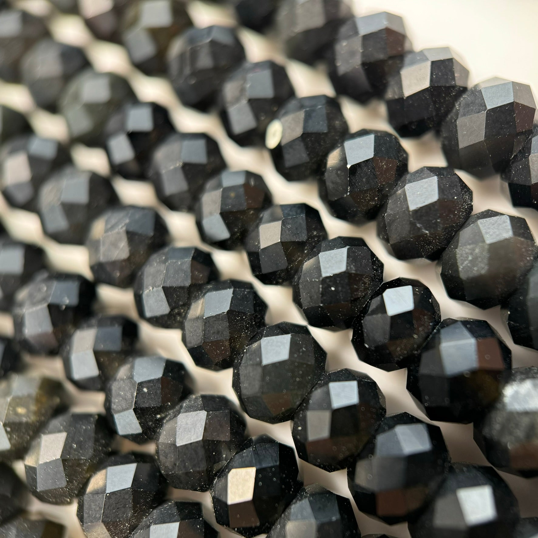 Obsidian Faceted Rondelle Beads image 6