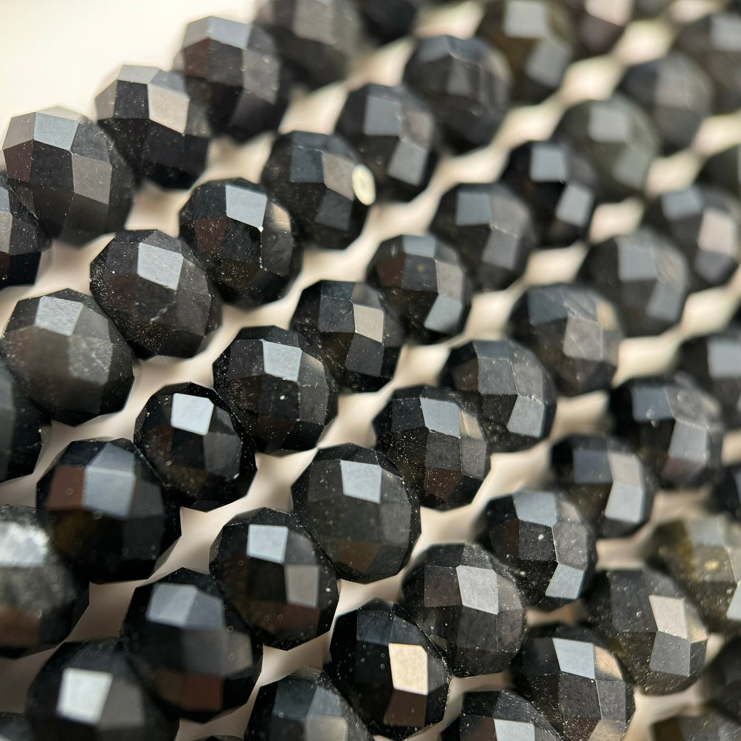 Obsidian Faceted Rondelle Beads image 6