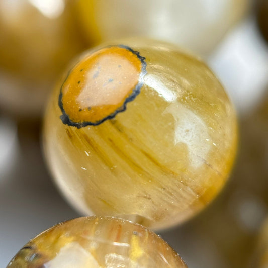 Tiger's Eye with Quartz Matrix Rare Polished Round Beads (AAA Quality)