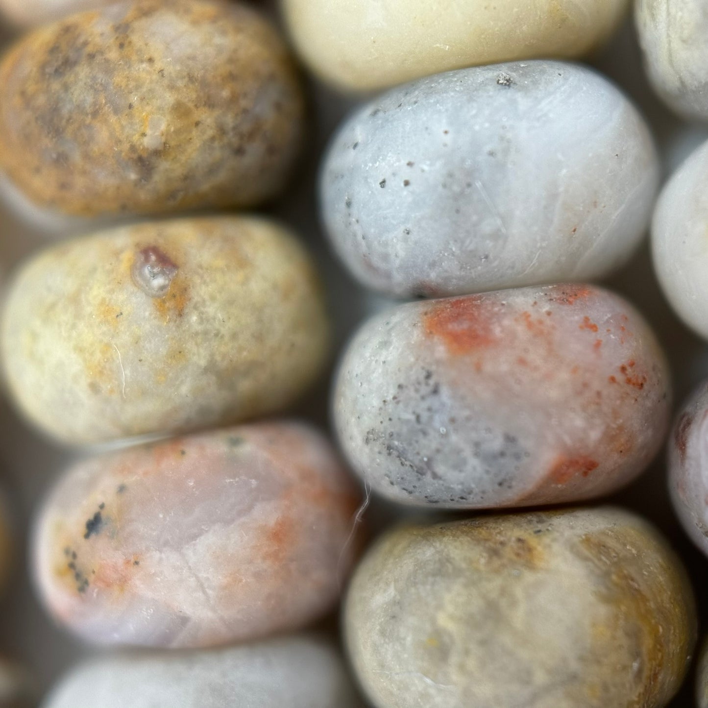 Beige Crazy Lace Agate Frosted Rondelle Beads image 2