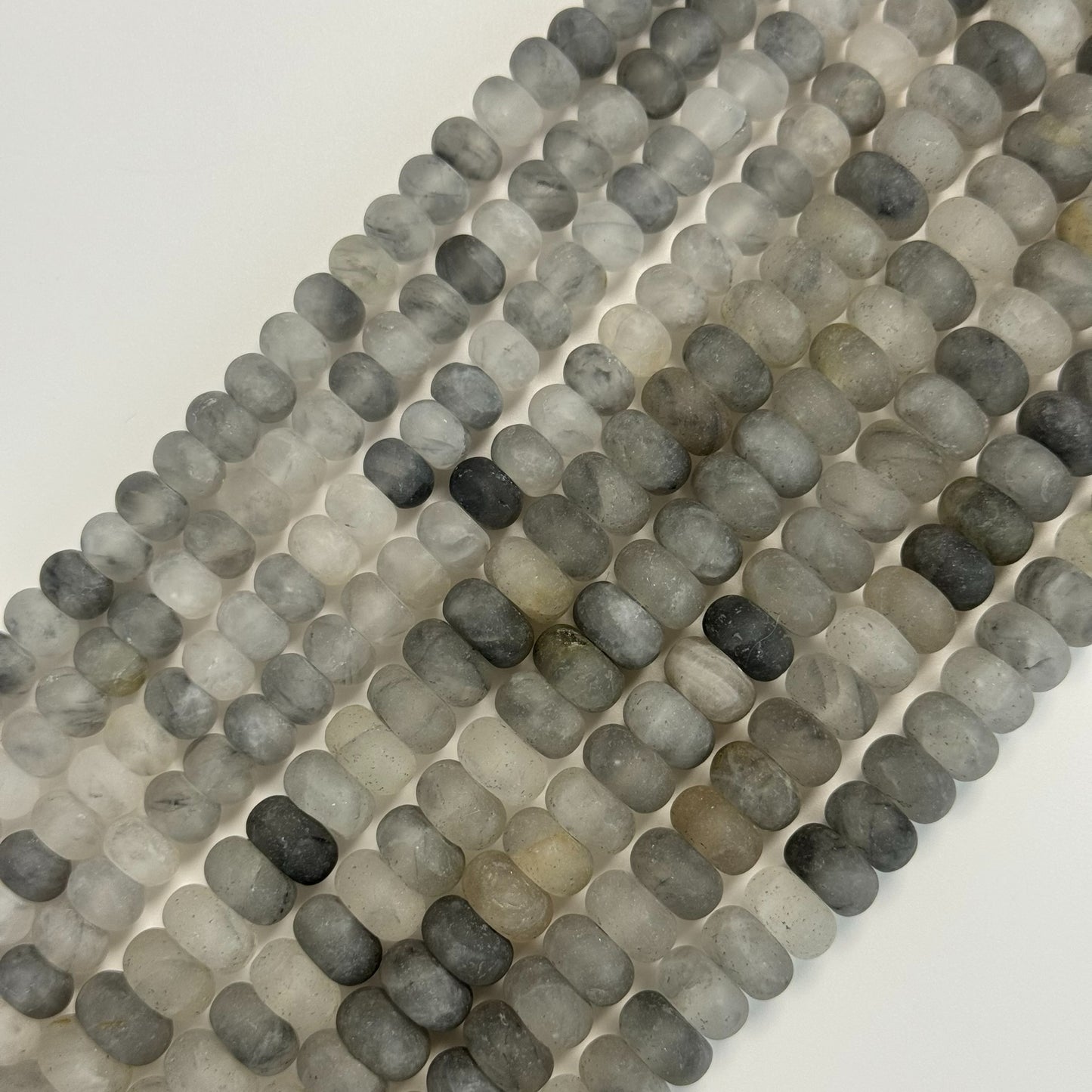 Green Ice Quartz Frosted Rondelle Beads image 0