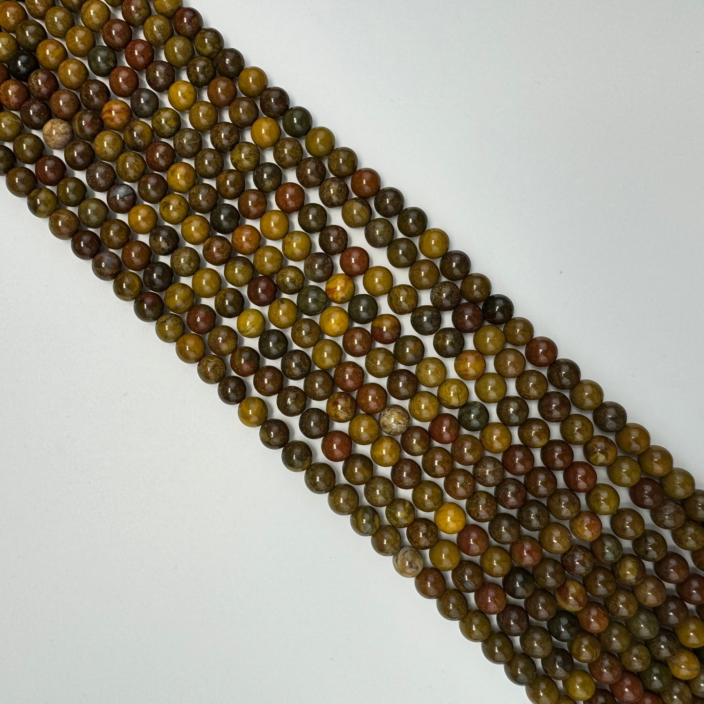 Mustard Fancy Agate Polished Round Beads image 6
