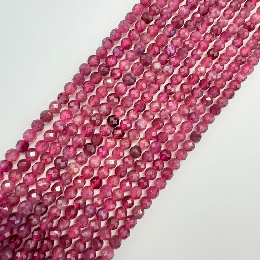 Pink Tourmaline Faceted Round Beads – October Birthstone Gemstone