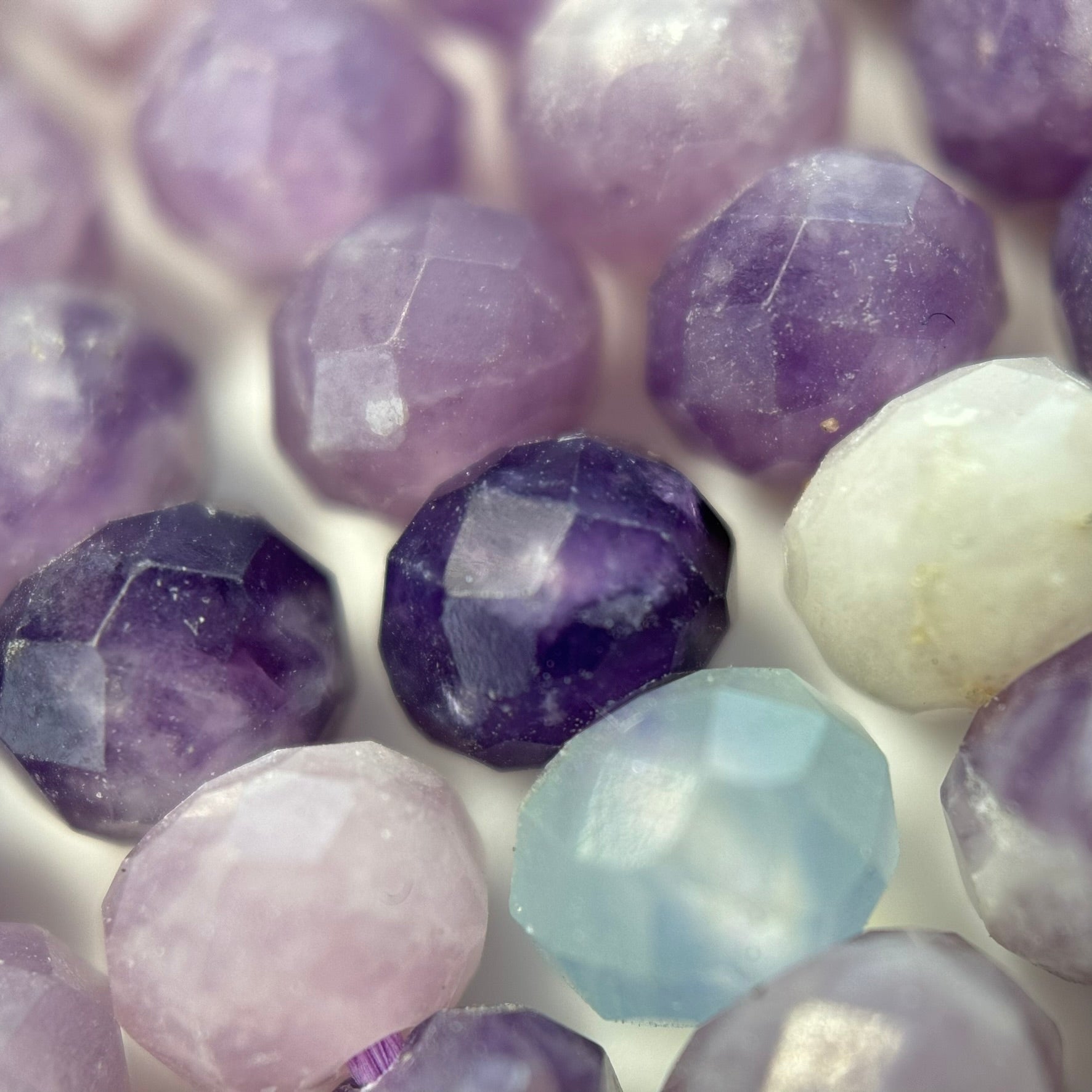 Lepidolite Faceted Rondelle Beads (A Quality) image 1
