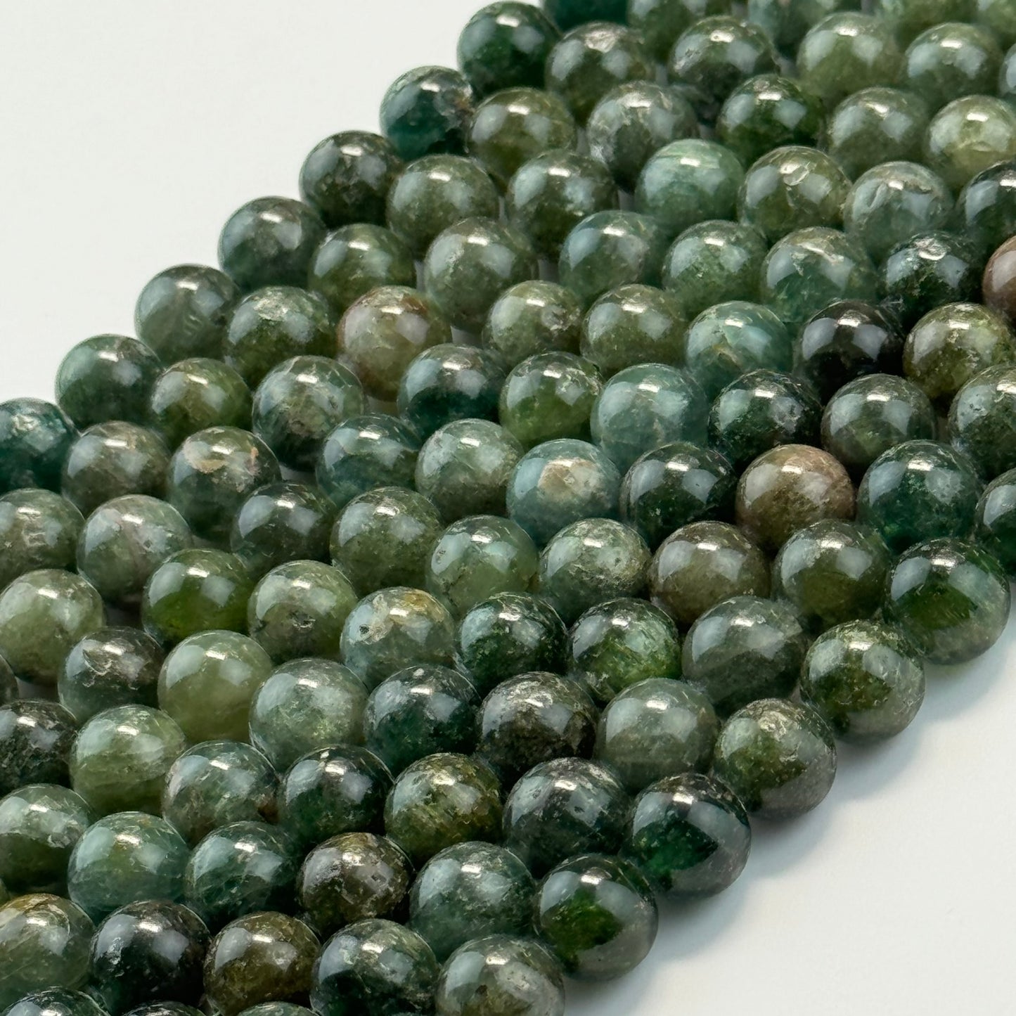 Cat's Eye Green Apatite Polished Round Beads image 3
