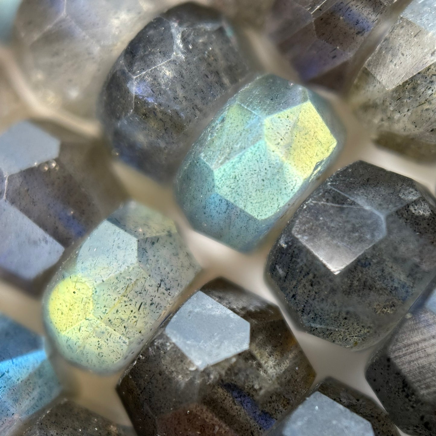 Labradorite Single Cut Faceted Rondelle Beads ( AA Quality) image 5