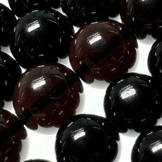 Morion Polished Round Beads
