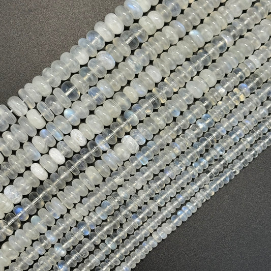Moonstone Rondelle Polished Beads - (AAAA+ Quality)