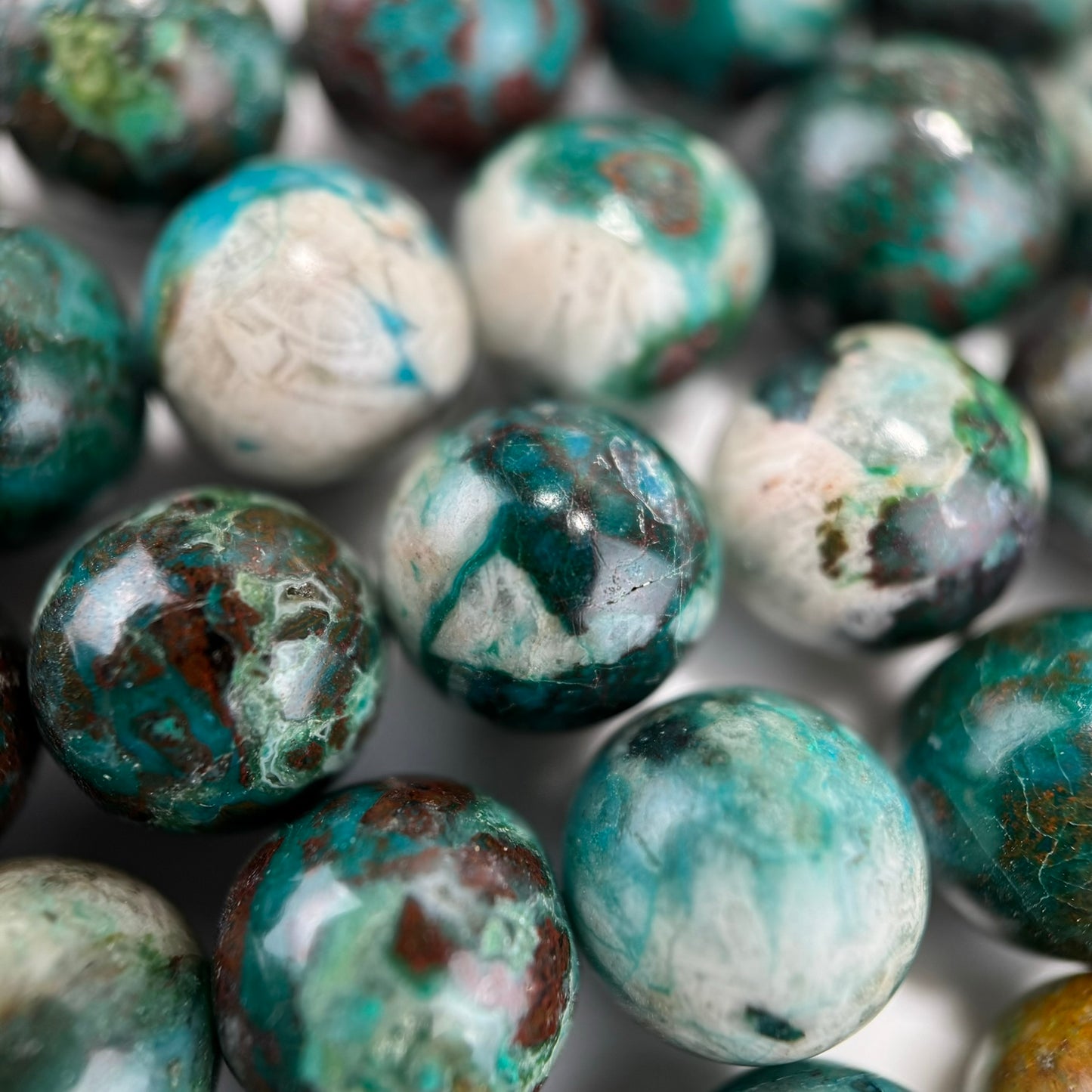 Green Chrysocolla Polished Round Beads image 1
