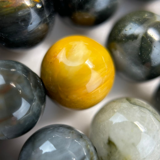 Golden Hawk's Eye Polished Round Beads