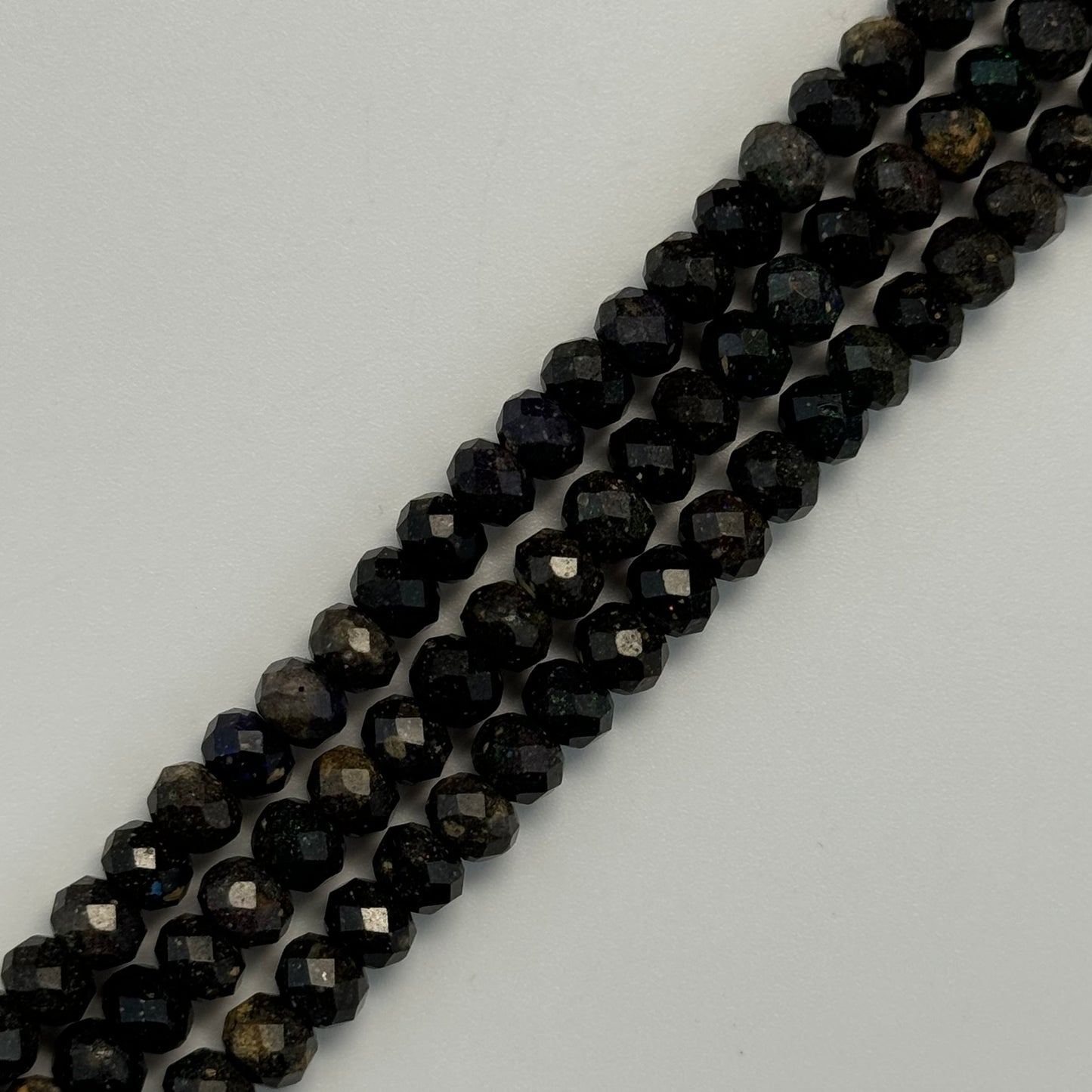 Black Opal Faceted Rondelle Beads image 5