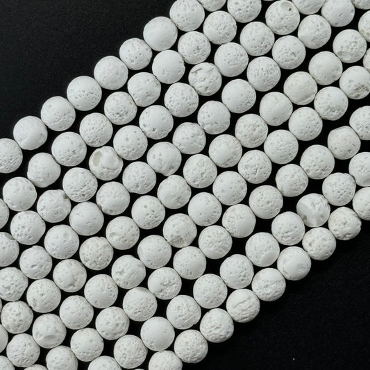 White Lava Stones Beads - Round Shape Beads