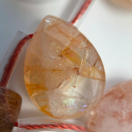Hematoid Quartz Faceted Pear Shape Beads