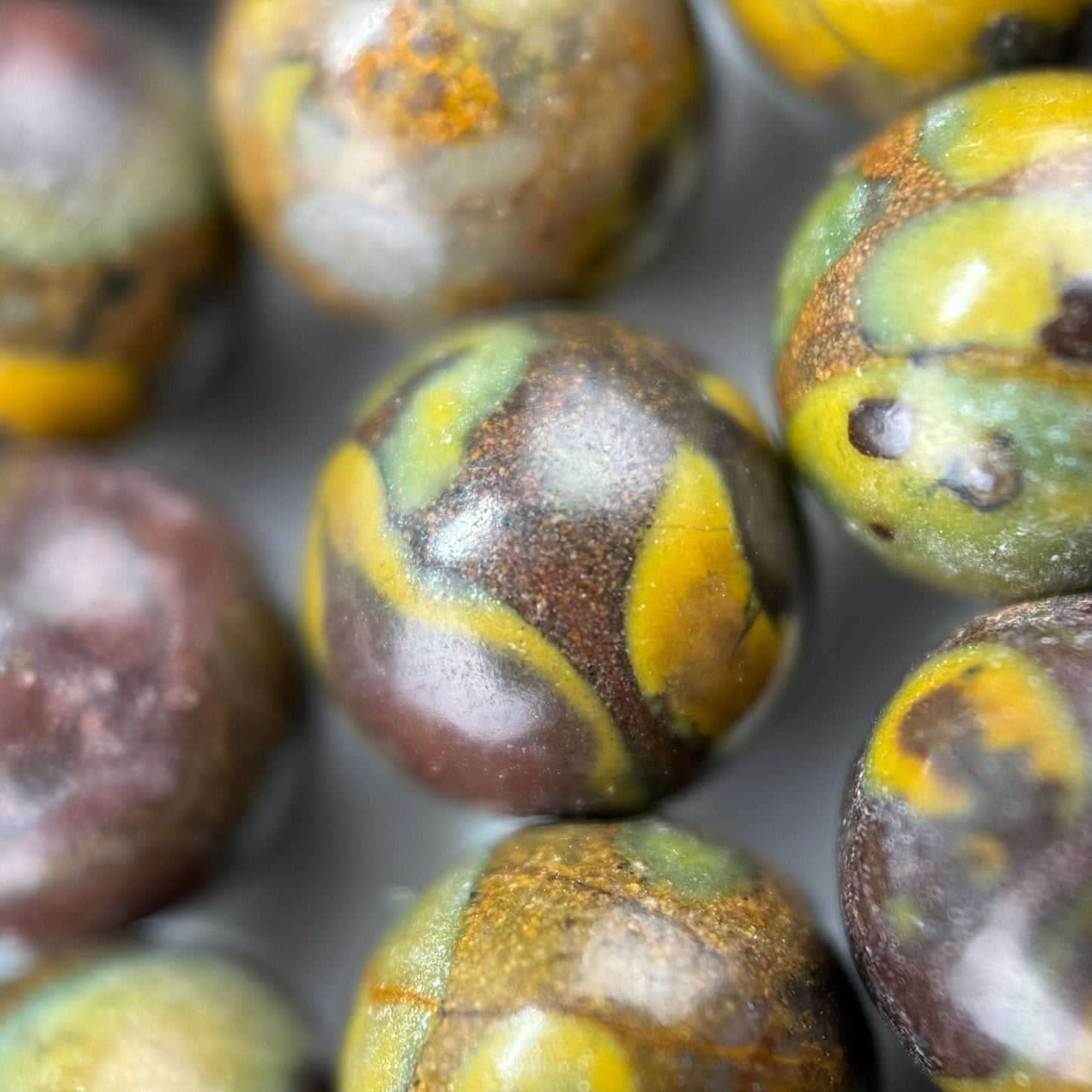 Rainbow Marble Polished Round Beads image 2