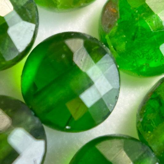 Diopside Faceted Beads - Lentil Shape
