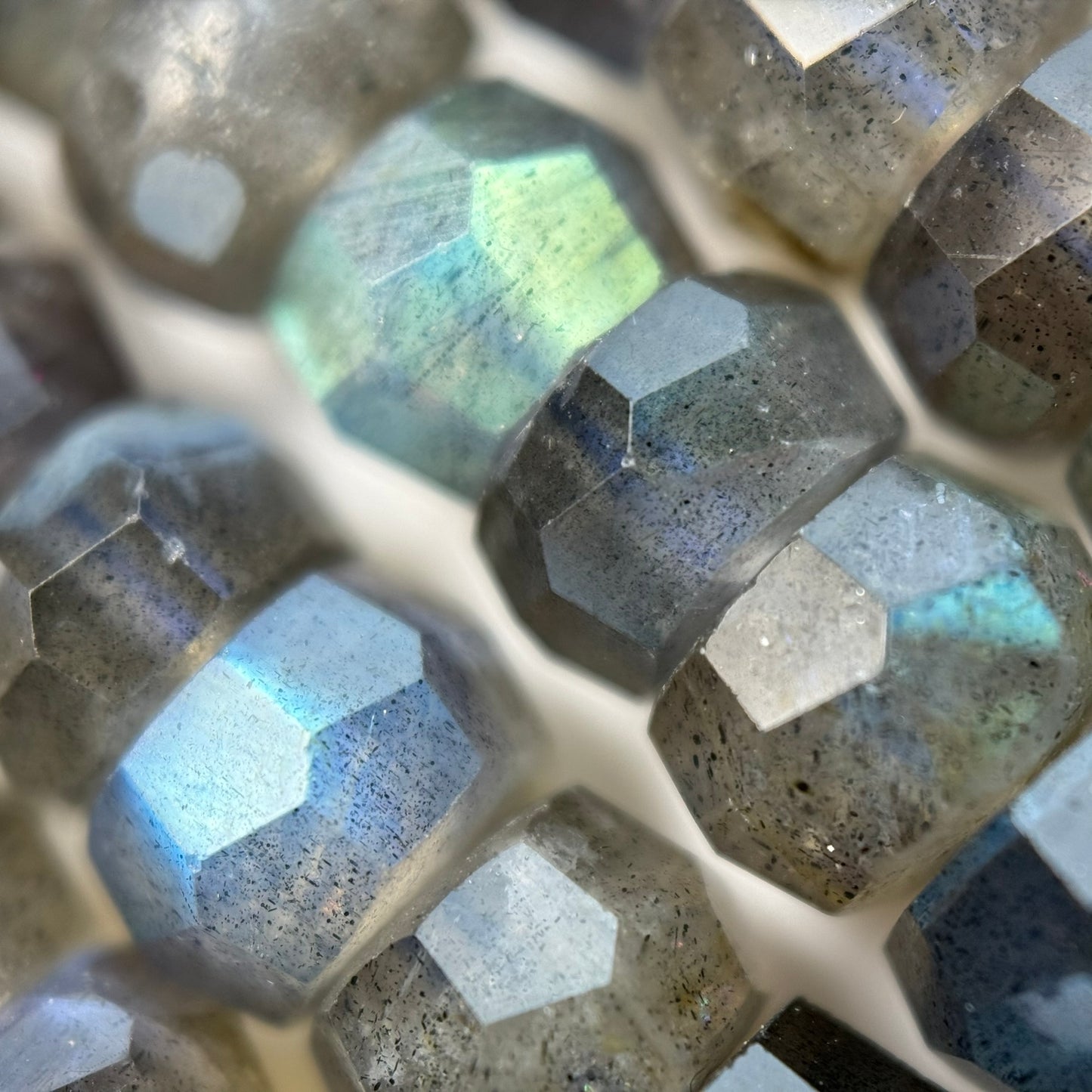 Labradorite Single Cut Faceted Rondelle Beads (High Quality) image 14