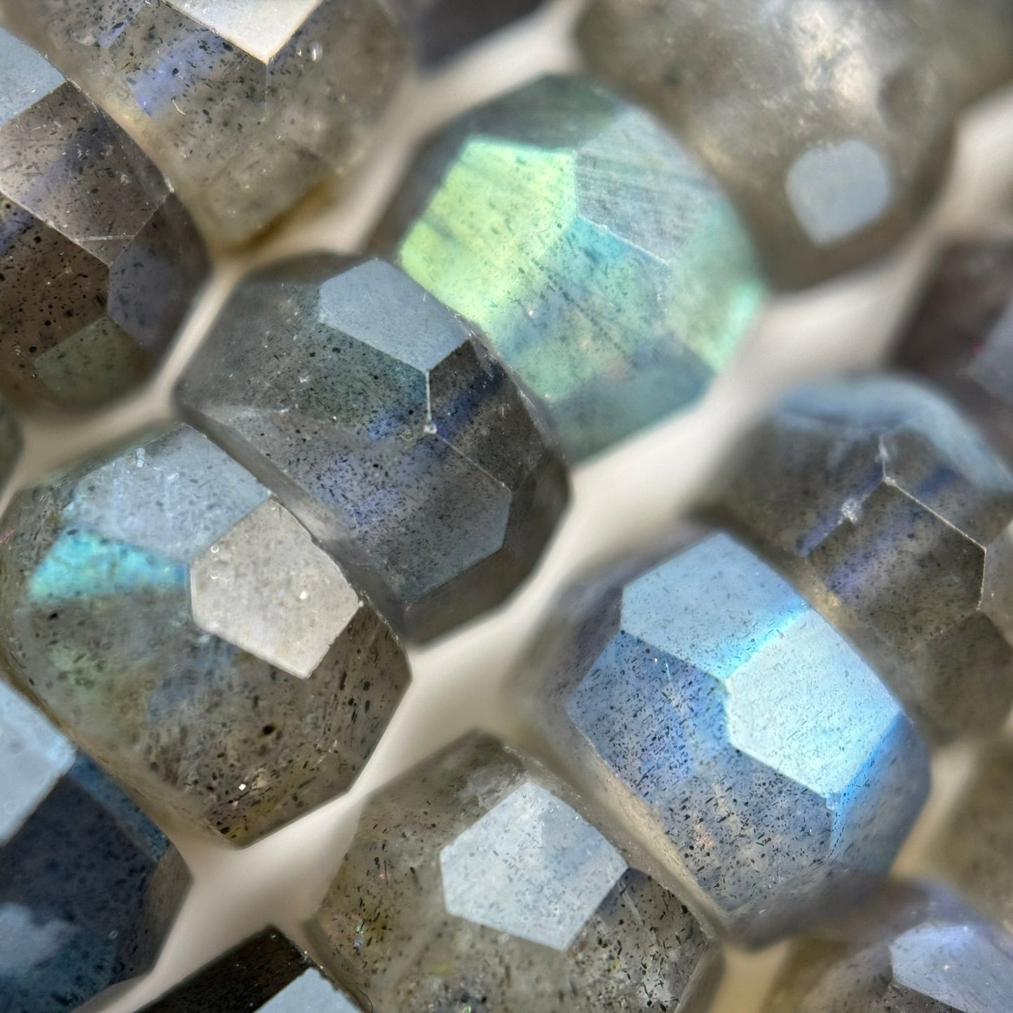 Labradorite Single Cut Faceted Rondelle Beads (High Quality) image 14