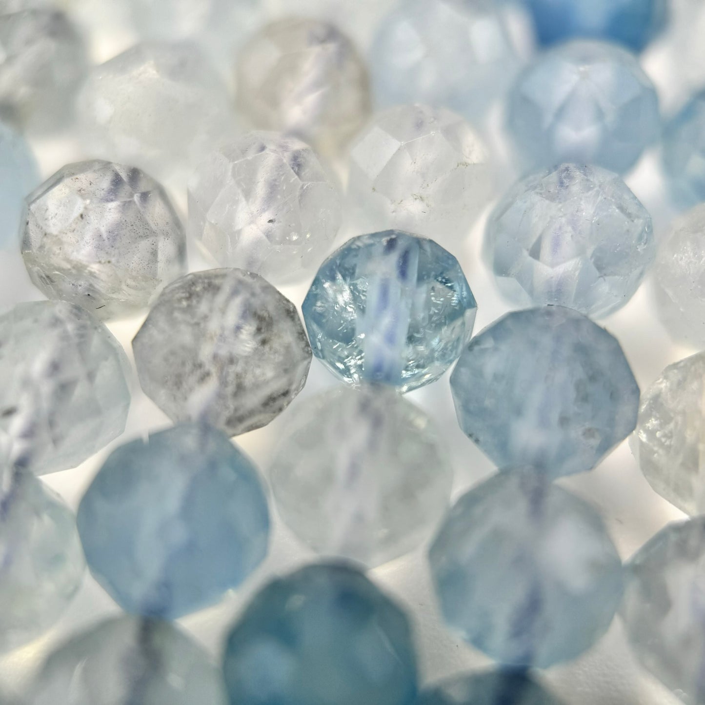 Aquamarine Faceted Round Gemstone Beads - AAA Quality image 8