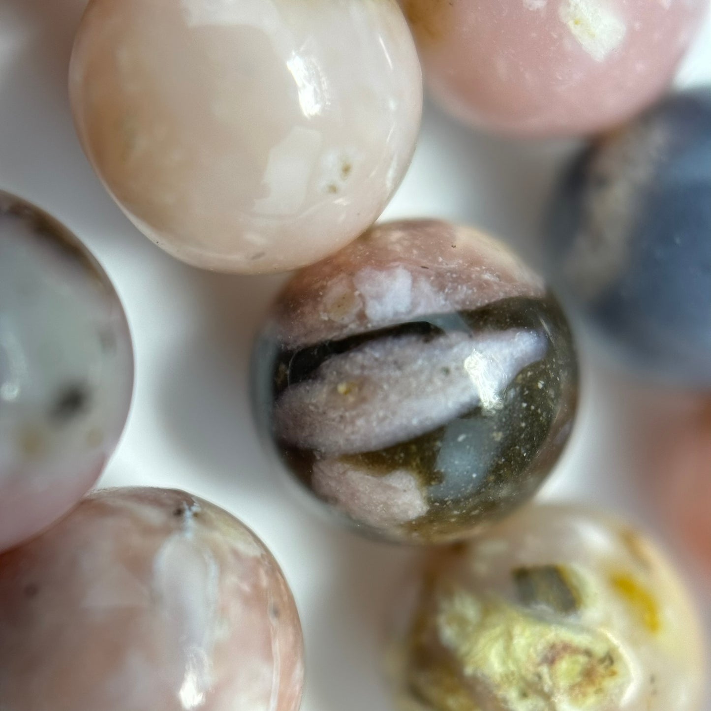 Dendritic Pink Opal Polished Round Beads image 4
